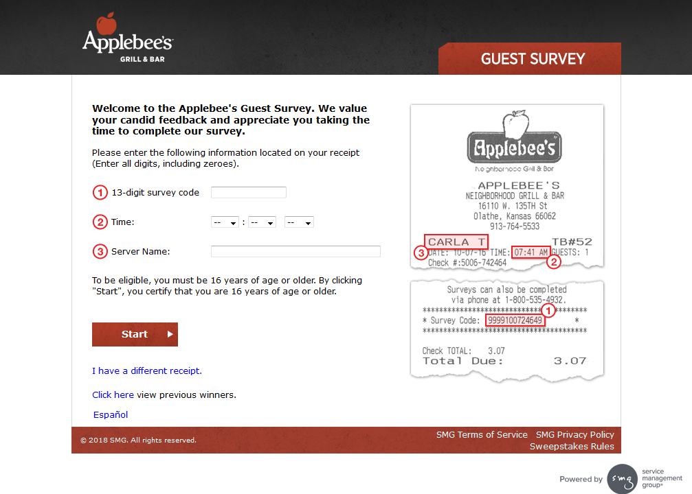 Applebee s Guest Survey Welcome