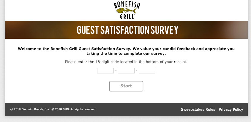 Bonefish Grill Guest Satisfaction Survey