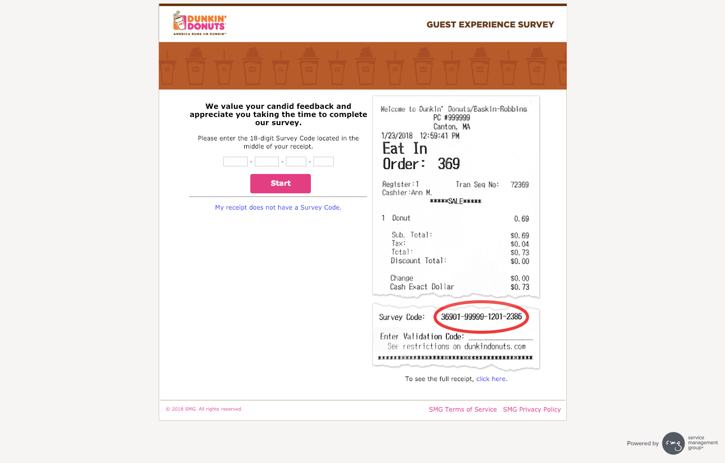 Dunkin Donuts Guest Experience Survey Welcome