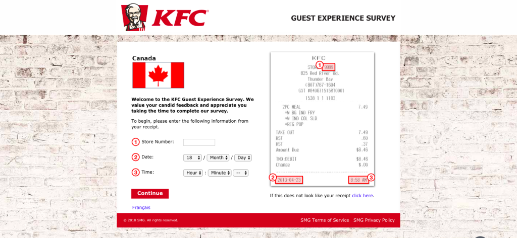 KFC Canada Guest Experience Survey Welcome