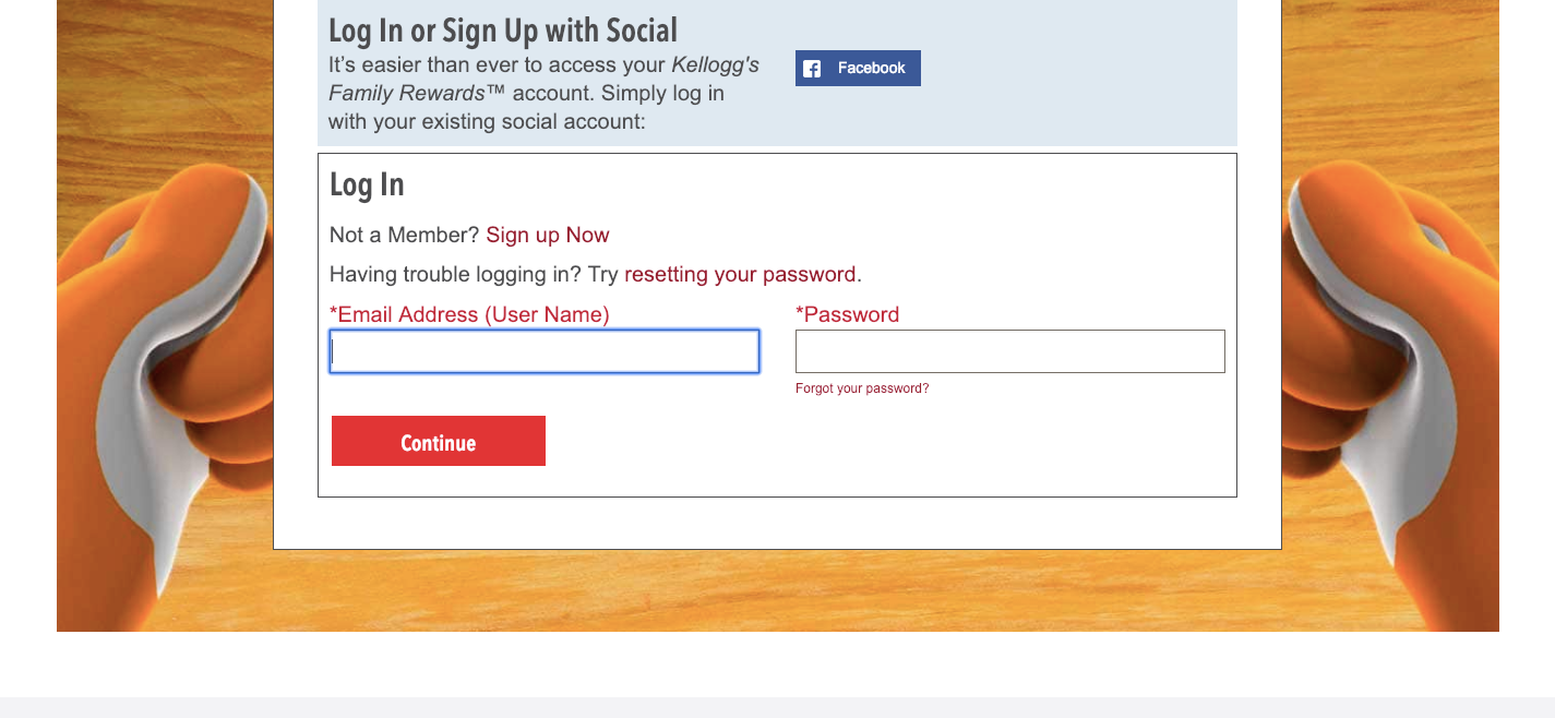 Log In Kellogg’s Family Rewards®