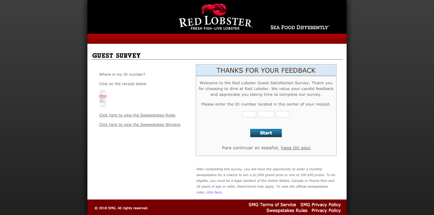 Red Lobster Guest Satisfaction Survey Welcome