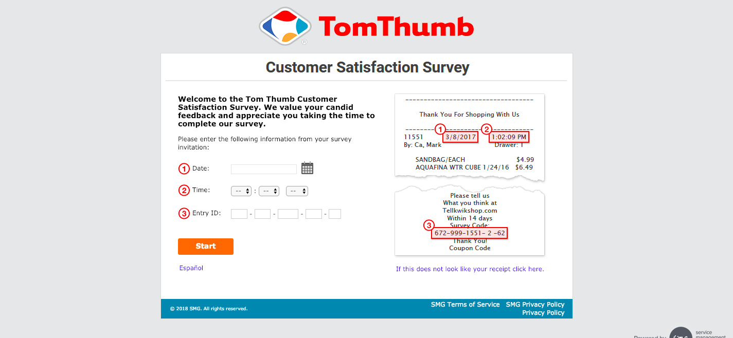 Tom Thumb Customer Satisfaction Survey Welcome