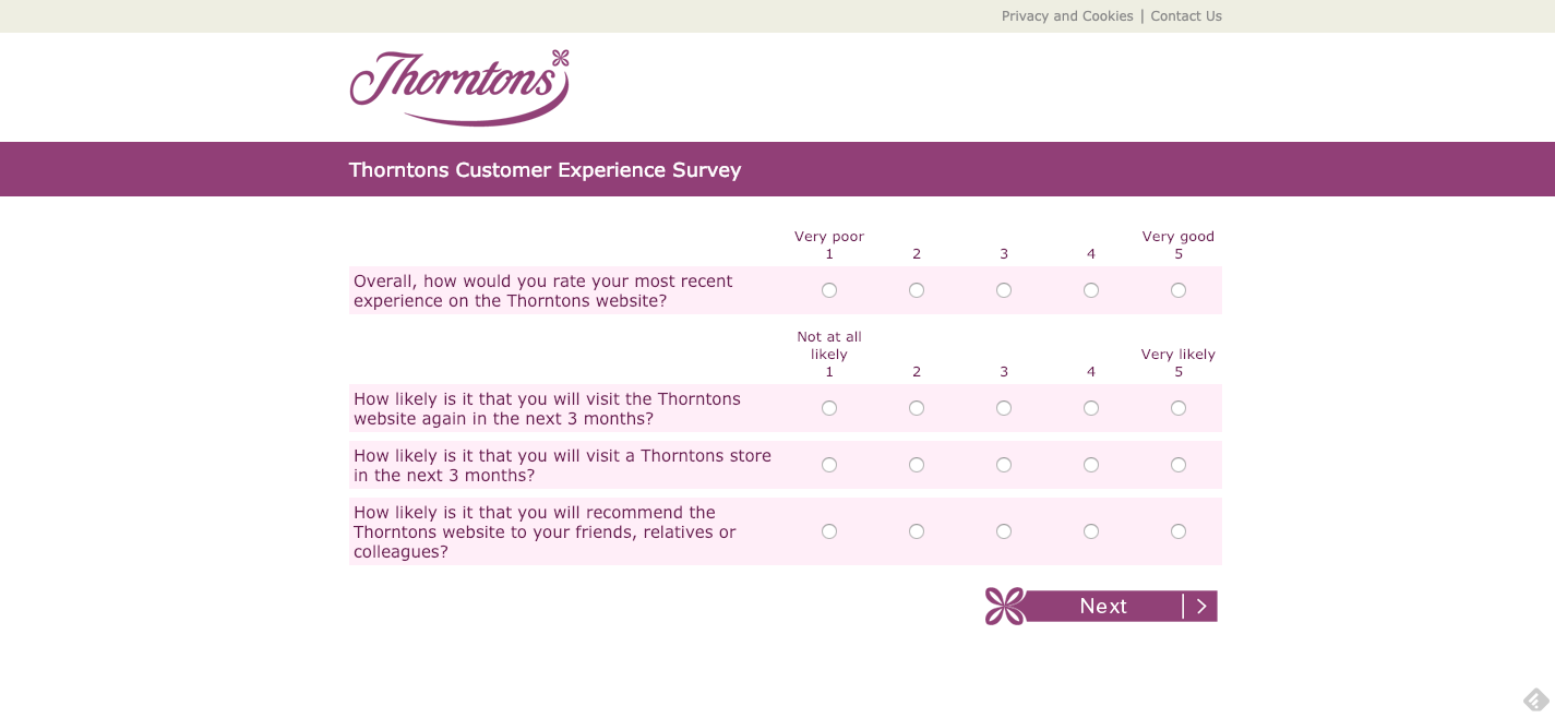 Thorntons Customer Experience Survey