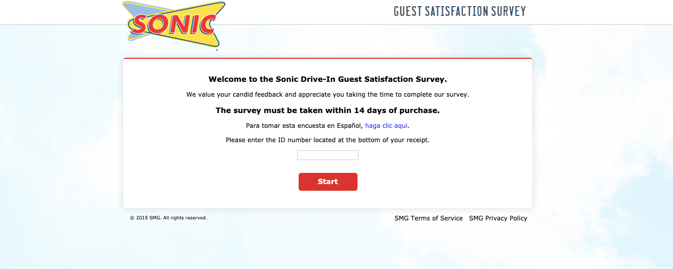 Sonic Drive In Guest Satisfaction Survey 