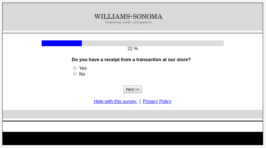 Williams-Sonoma Web Survey