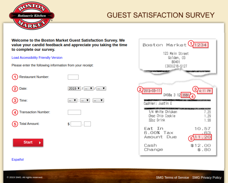 Boston Market Guest Satisfaction Survey
