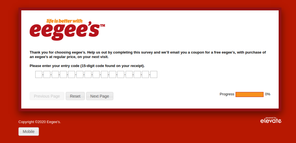 Eegee’s Customer Satisfaction Survey