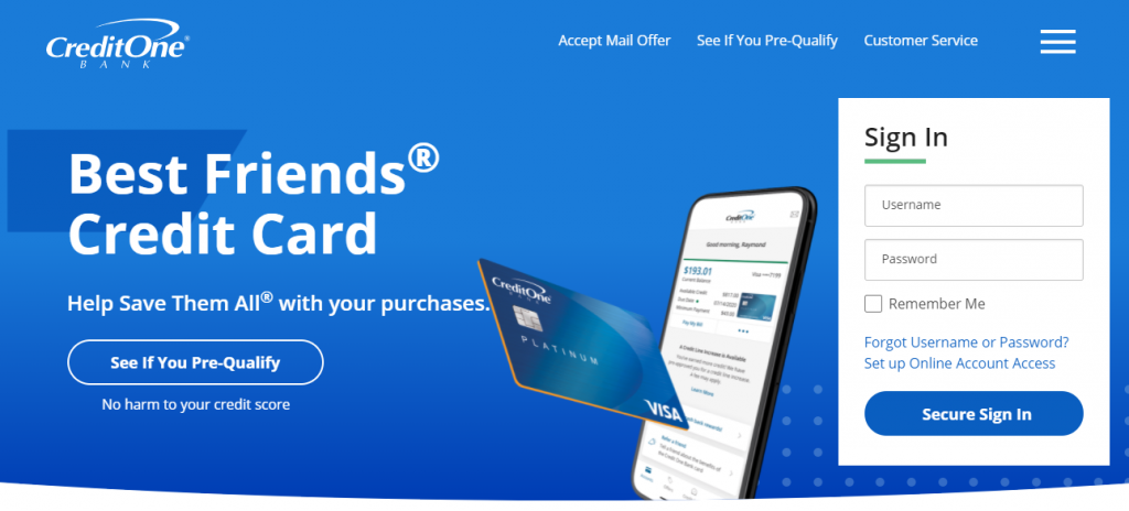 Credit One Bank Login