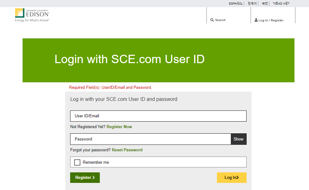 southern california edison login