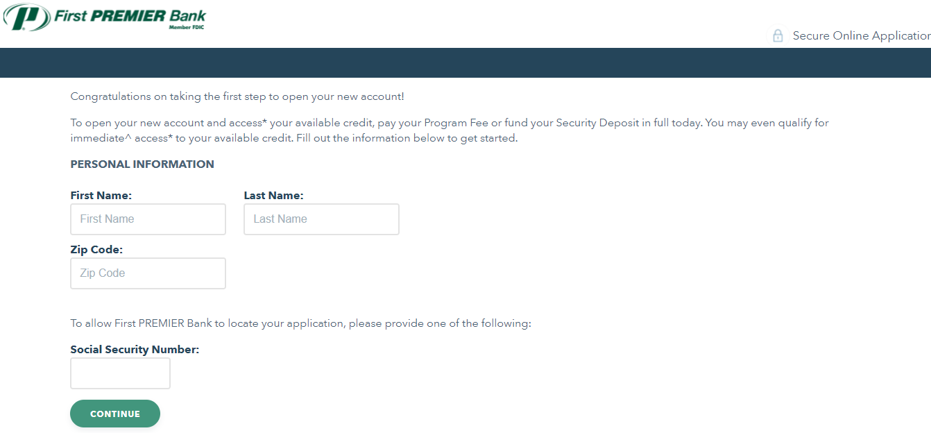 first premier bank application