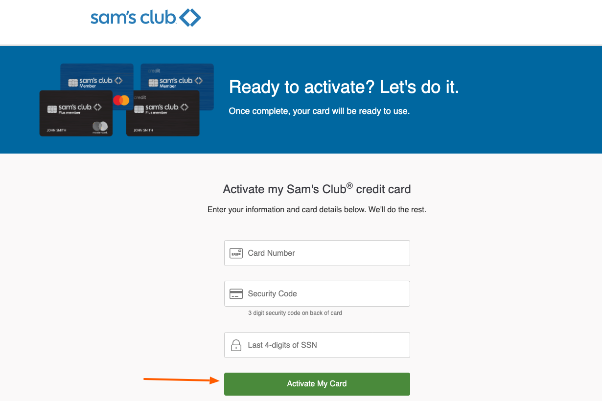 sams club card activate