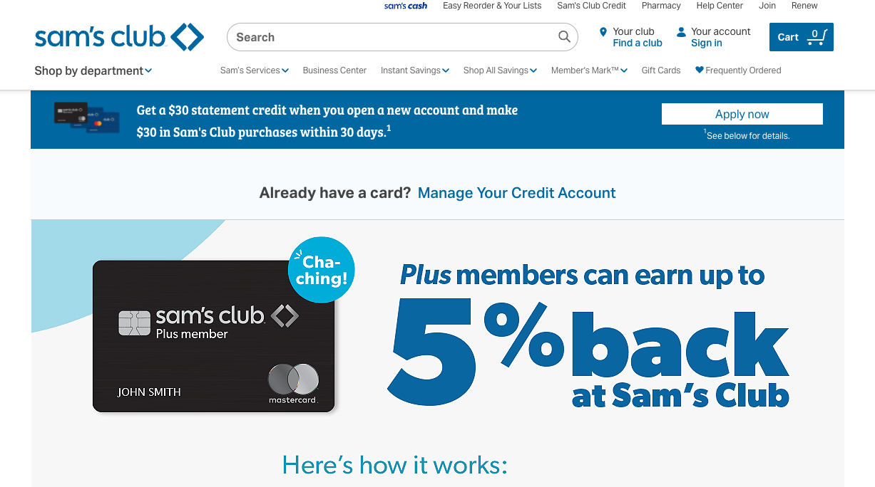 sam's club credit card payment